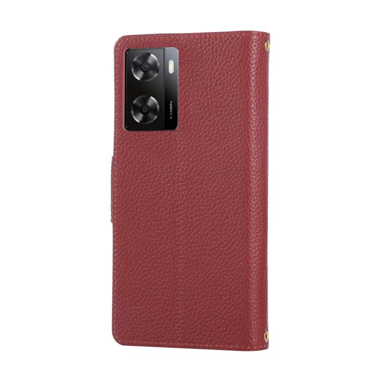 For OPPO A57 / A77 5G Global Round Buckle Zipper Wallet Leather Phone Case with Crossbody Strap