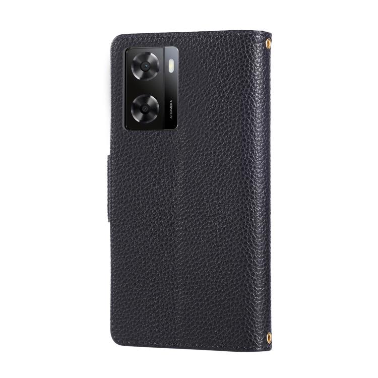 For OPPO A57 / A77 5G Global Round Buckle Zipper Wallet Leather Phone Case with Crossbody Strap