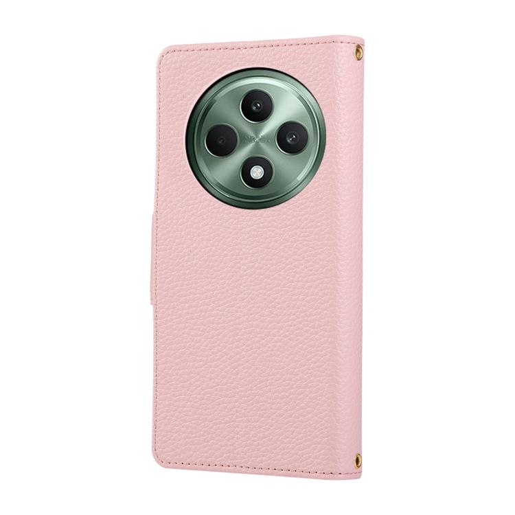 For OPPO Reno12 F Round Buckle Zipper Wallet Leather Phone Case with Crossbody Strap