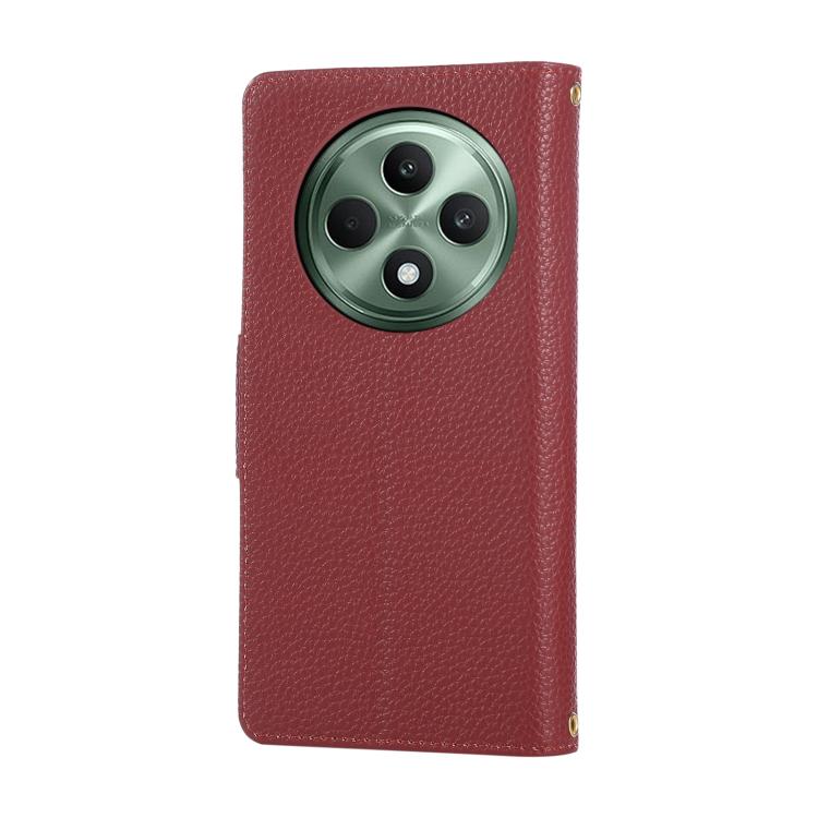 For OPPO Reno12 F Round Buckle Zipper Wallet Leather Phone Case with Crossbody Strap
