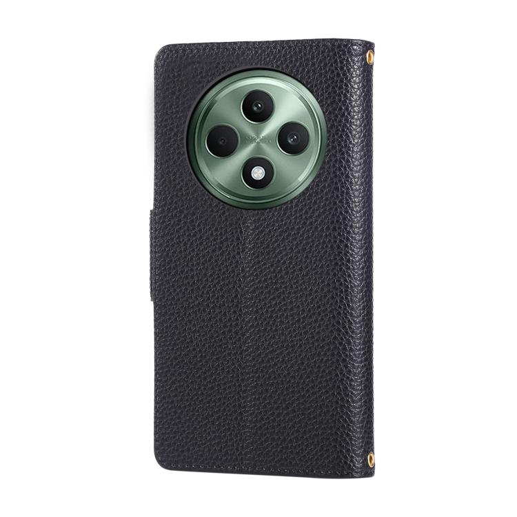 For OPPO Reno12 F Round Buckle Zipper Wallet Leather Phone Case with Crossbody Strap