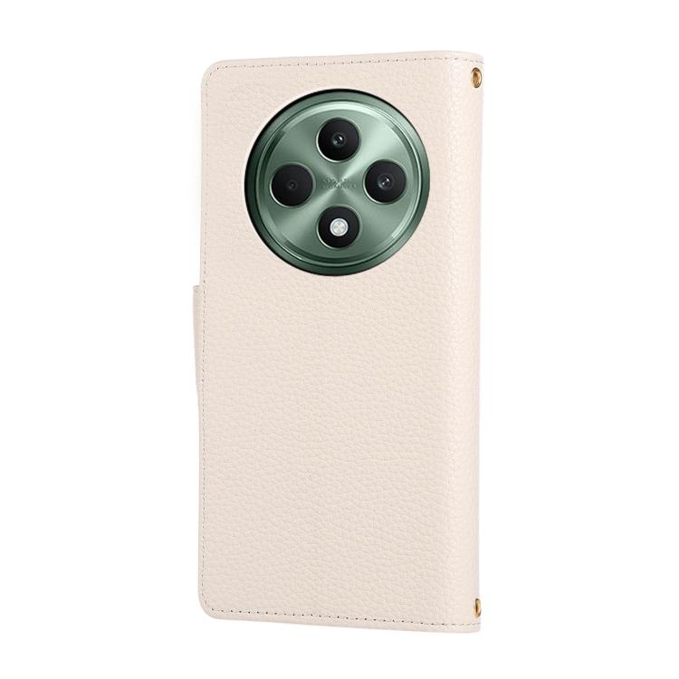 For OPPO Reno12 F Round Buckle Zipper Wallet Leather Phone Case with Crossbody Strap