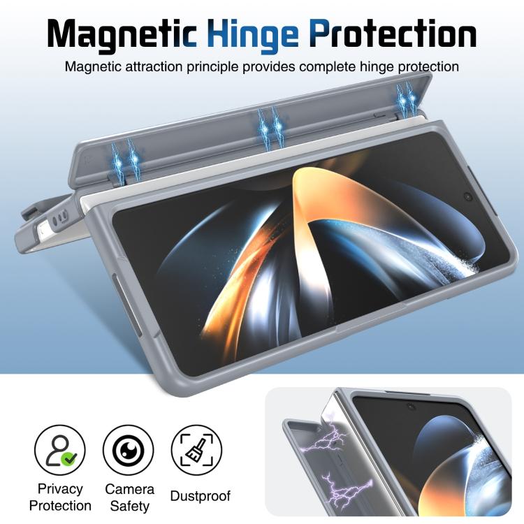 For Samsung Galaxy Z Fold4 Film Integrated Lens Frame Bracket Phone Case with Wristband