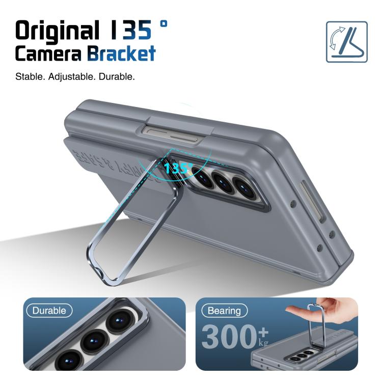 For Samsung Galaxy Z Fold4 Film Integrated Lens Frame Bracket Phone Case with Wristband