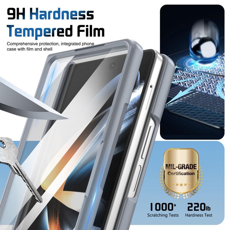 For Samsung Galaxy Z Fold4 Film Integrated Lens Frame Bracket Phone Case with Wristband