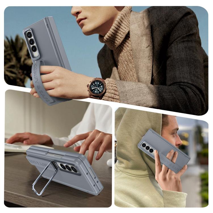For Samsung Galaxy Z Fold4 Film Integrated Lens Frame Bracket Phone Case with Wristband