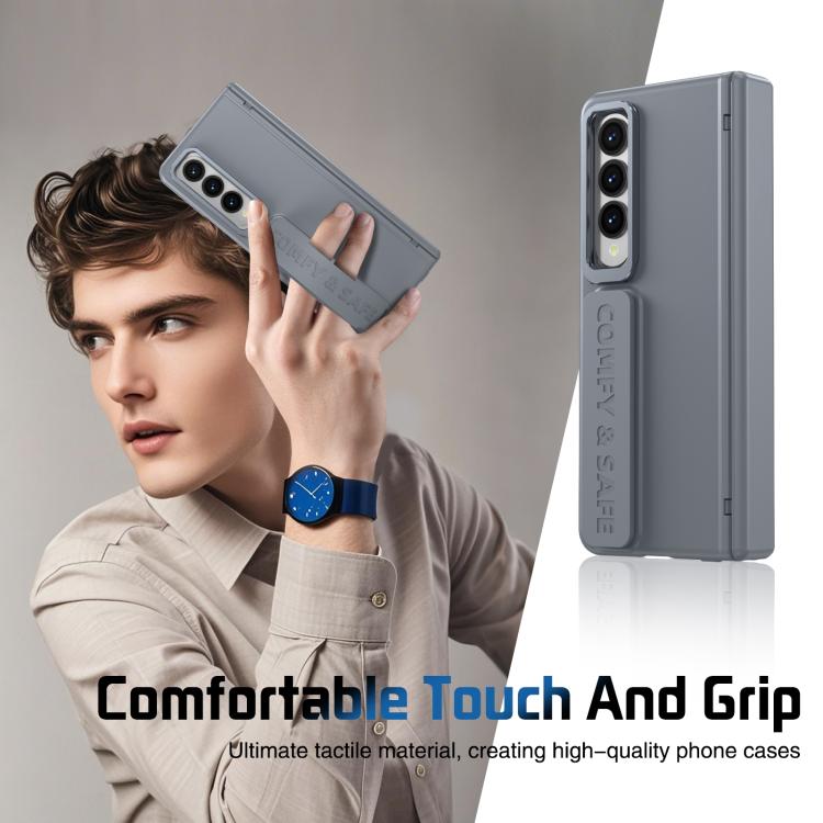 For Samsung Galaxy Z Fold4 Film Integrated Lens Frame Bracket Phone Case with Wristband