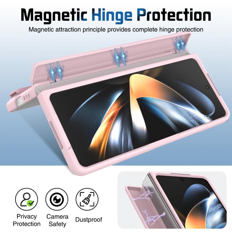 For Samsung Galaxy Z Fold4 Film Integrated Lens Frame Bracket Phone Case with Wristband