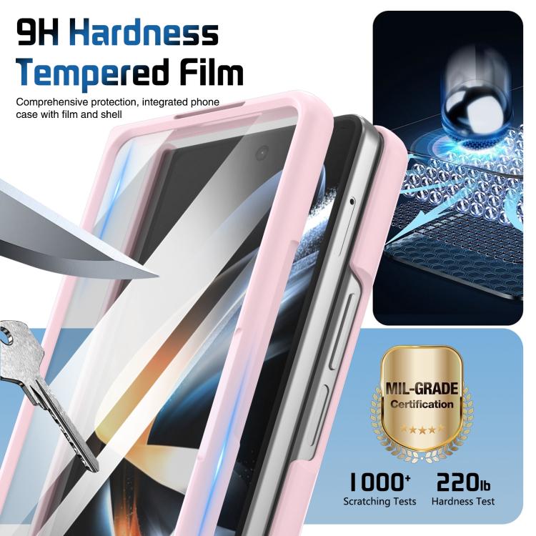 For Samsung Galaxy Z Fold4 Film Integrated Lens Frame Bracket Phone Case with Wristband