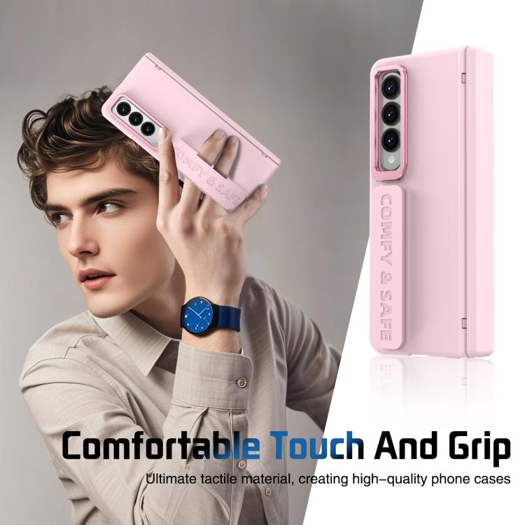 For Samsung Galaxy Z Fold4 Film Integrated Lens Frame Bracket Phone Case with Wristband
