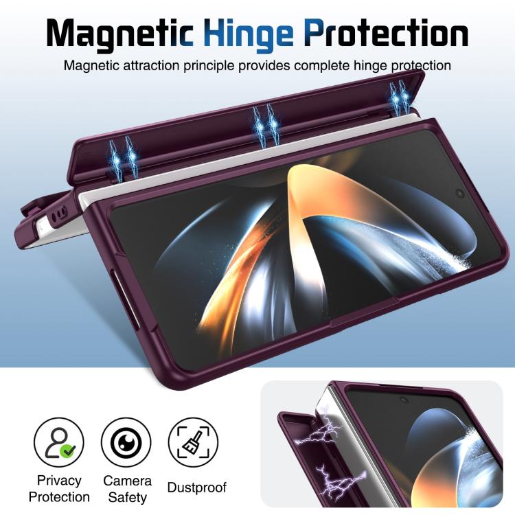 For Samsung Galaxy Z Fold4 Film Integrated Lens Frame Bracket Phone Case with Wristband