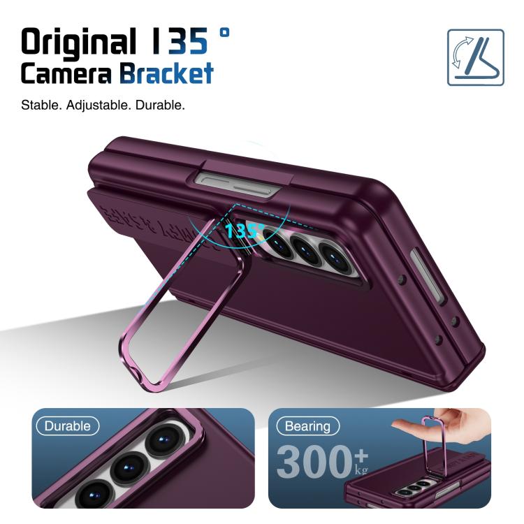 For Samsung Galaxy Z Fold4 Film Integrated Lens Frame Bracket Phone Case with Wristband