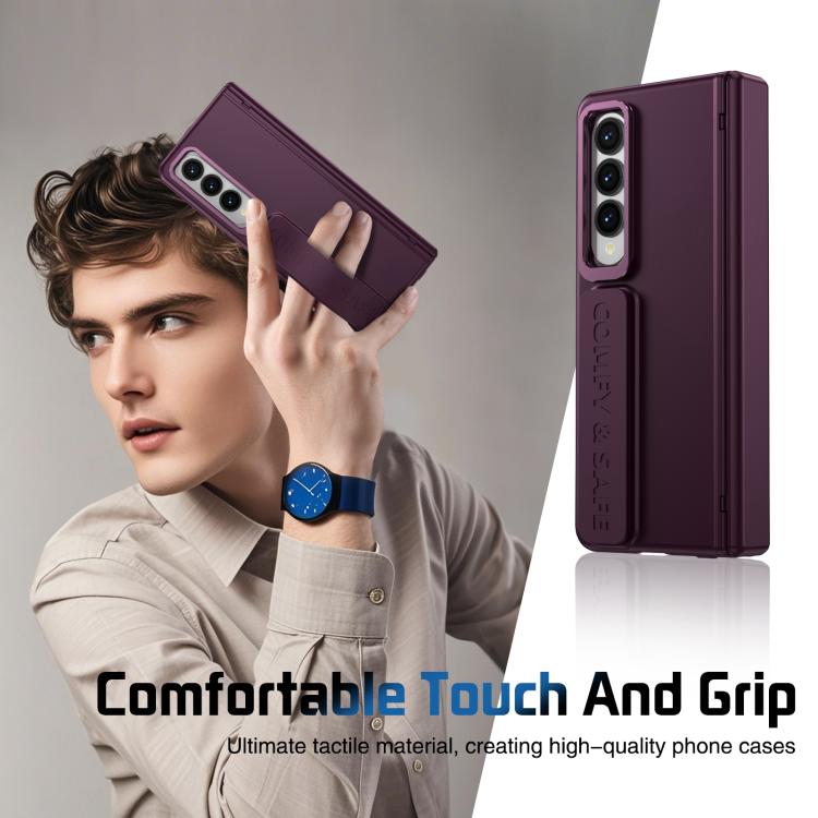 For Samsung Galaxy Z Fold4 Film Integrated Lens Frame Bracket Phone Case with Wristband