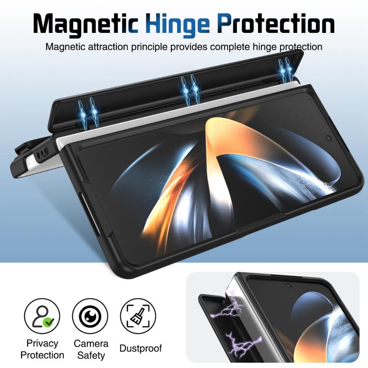 For Samsung Galaxy Z Fold4 Film Integrated Lens Frame Bracket Phone Case with Wristband