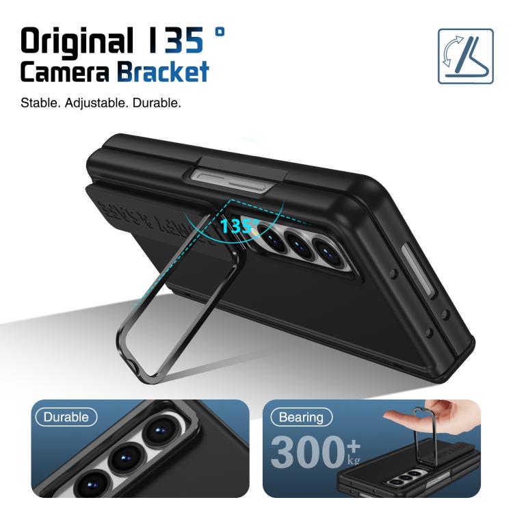 For Samsung Galaxy Z Fold4 Film Integrated Lens Frame Bracket Phone Case with Wristband