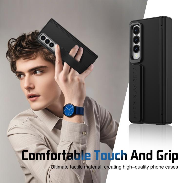 For Samsung Galaxy Z Fold4 Film Integrated Lens Frame Bracket Phone Case with Wristband