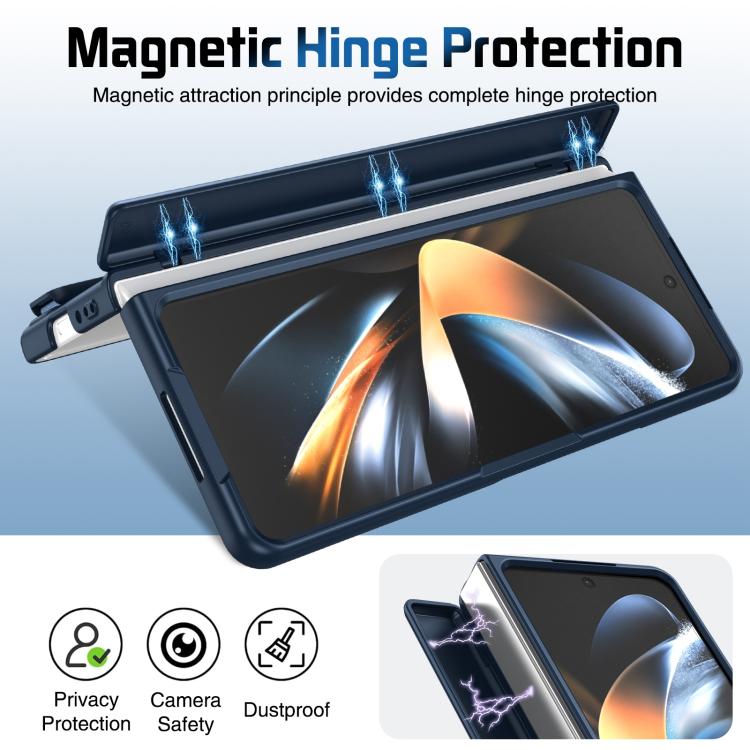 For Samsung Galaxy Z Fold4 Film Integrated Lens Frame Bracket Phone Case with Wristband