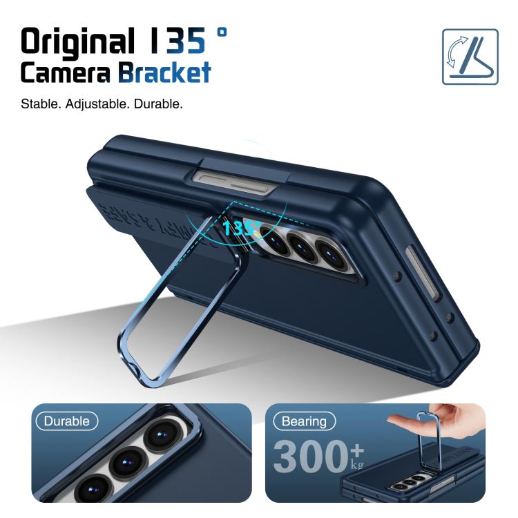 For Samsung Galaxy Z Fold4 Film Integrated Lens Frame Bracket Phone Case with Wristband