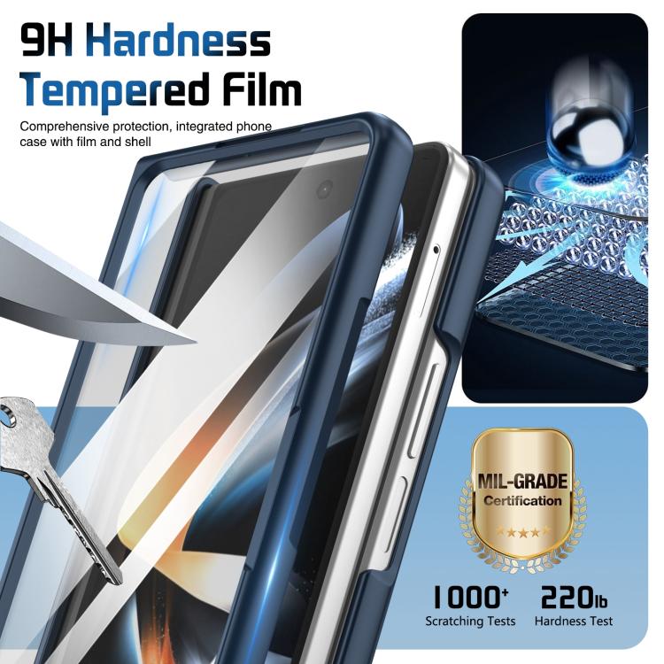 For Samsung Galaxy Z Fold4 Film Integrated Lens Frame Bracket Phone Case with Wristband