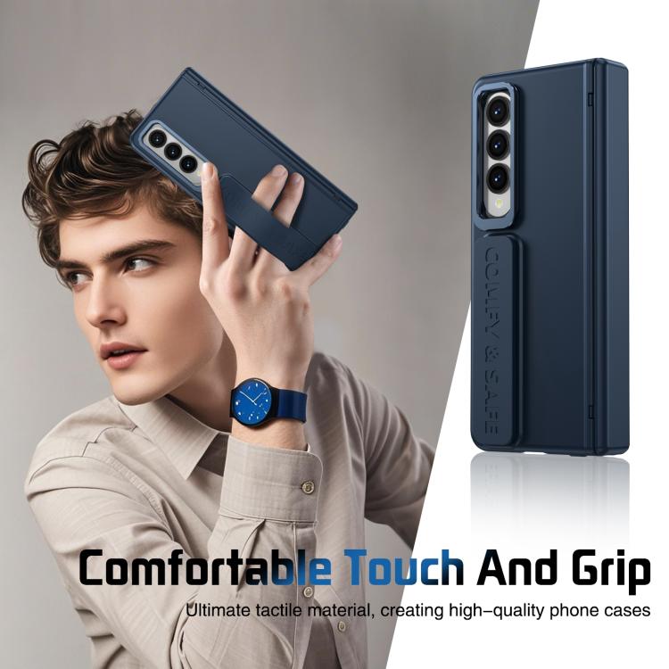 For Samsung Galaxy Z Fold4 Film Integrated Lens Frame Bracket Phone Case with Wristband