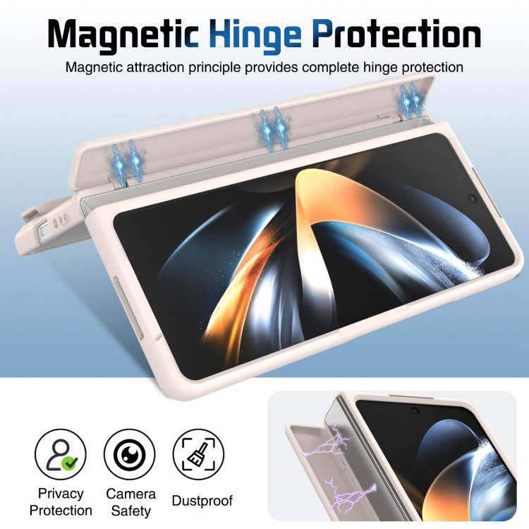 For Samsung Galaxy Z Fold4 Film Integrated Lens Frame Bracket Phone Case with Wristband