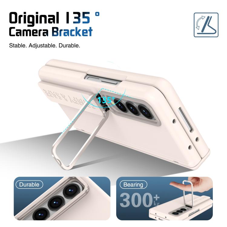 For Samsung Galaxy Z Fold4 Film Integrated Lens Frame Bracket Phone Case with Wristband