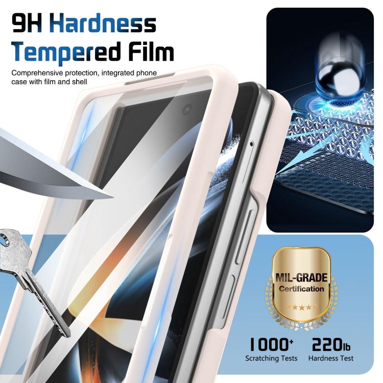 For Samsung Galaxy Z Fold4 Film Integrated Lens Frame Bracket Phone Case with Wristband