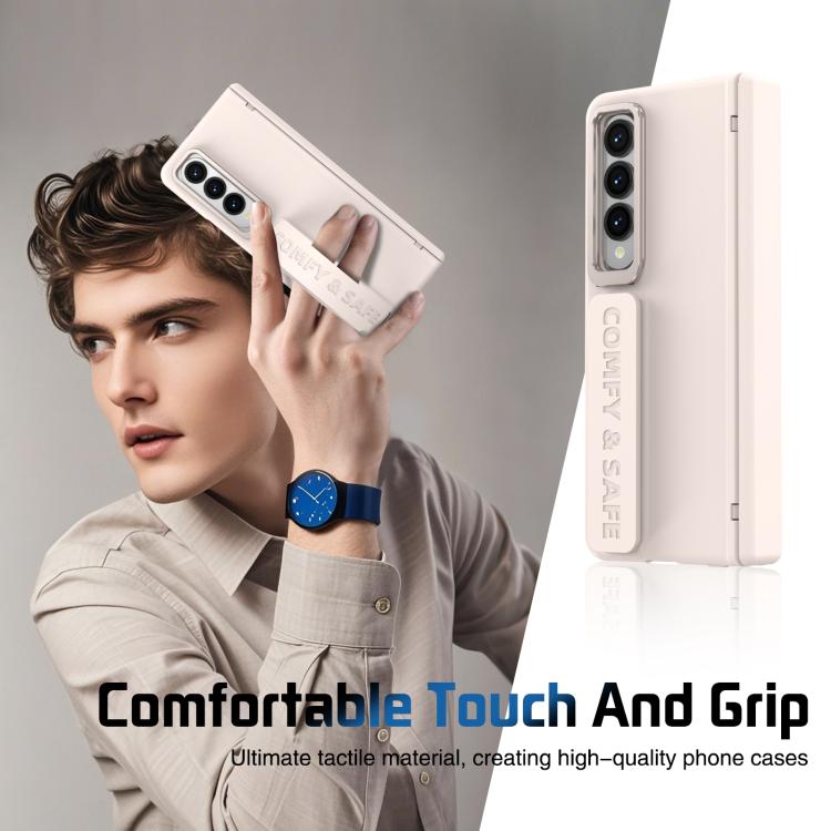 For Samsung Galaxy Z Fold4 Film Integrated Lens Frame Bracket Phone Case with Wristband