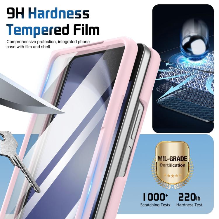 For Samsung Galaxy Z Fold5 Film Integrated Lens Frame Bracket Phone Case with Wristband