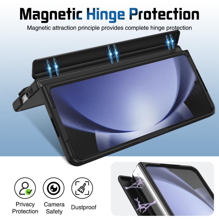 For Samsung Galaxy Z Fold5 Film Integrated Lens Frame Bracket Phone Case with Wristband