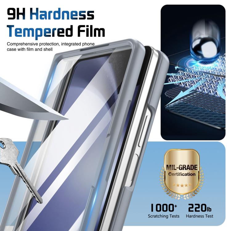 For Samsung Galaxy Z Fold5 Film Integrated Lens Frame Bracket Phone Case with Wristband