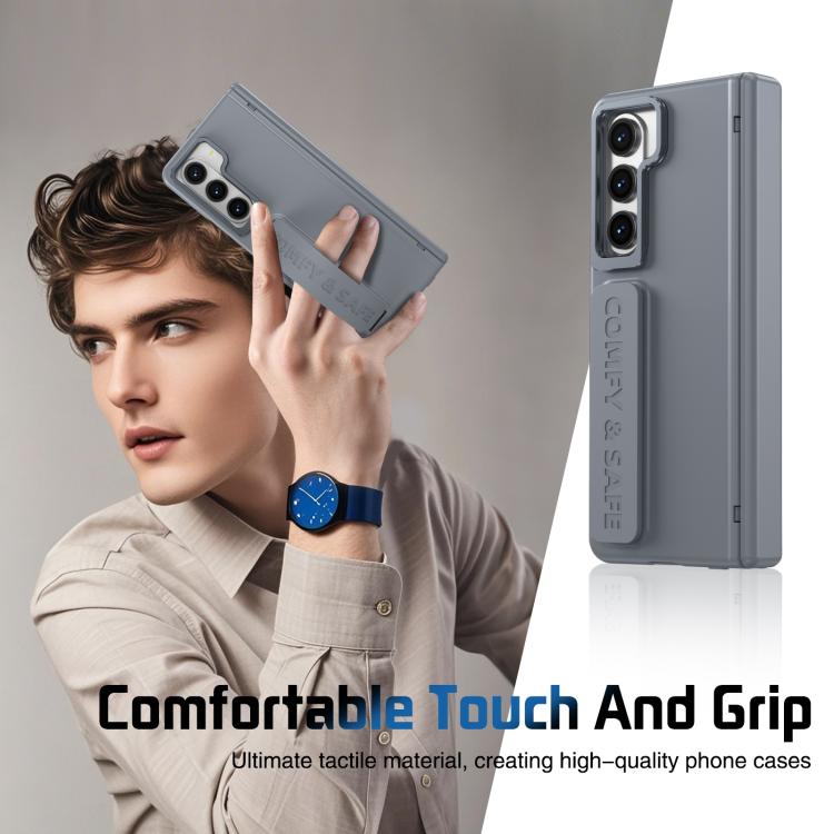 For Samsung Galaxy Z Fold5 Film Integrated Lens Frame Bracket Phone Case with Wristband