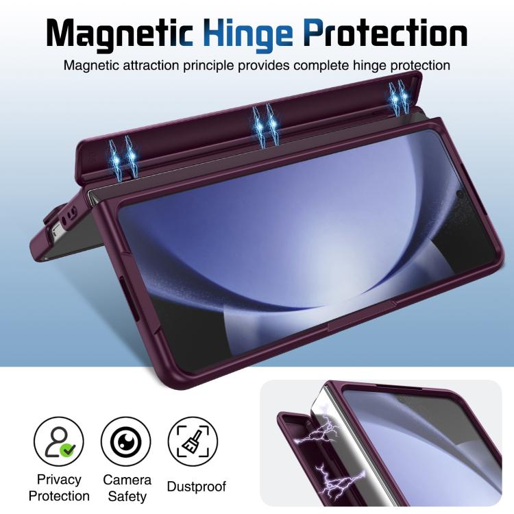 For Samsung Galaxy Z Fold5 Film Integrated Lens Frame Bracket Phone Case with Wristband