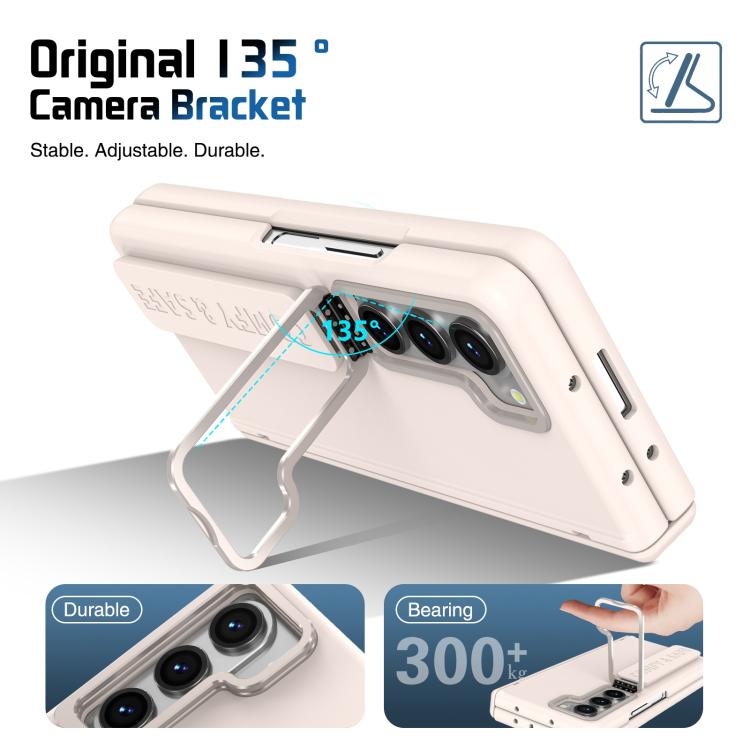 For Samsung Galaxy Z Fold5 Film Integrated Lens Frame Bracket Phone Case with Wristband