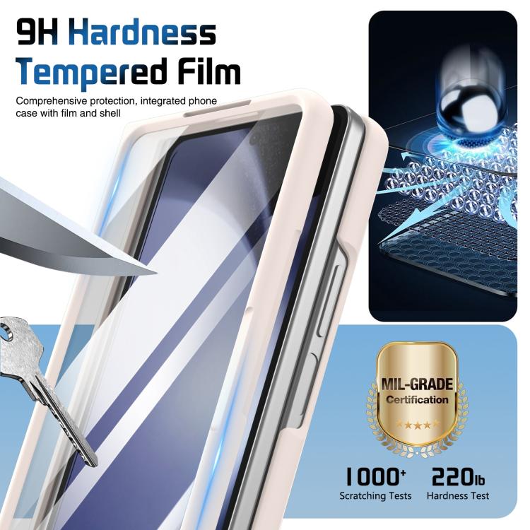 For Samsung Galaxy Z Fold5 Film Integrated Lens Frame Bracket Phone Case with Wristband