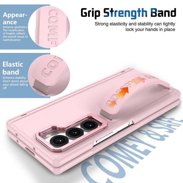 For Samsung Galaxy Z Fold6 Film Integrated Lens Frame Bracket Phone Case with Wristband