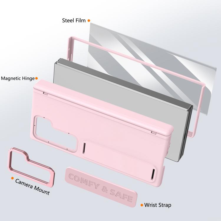 For Samsung Galaxy Z Fold6 Film Integrated Lens Frame Bracket Phone Case with Wristband
