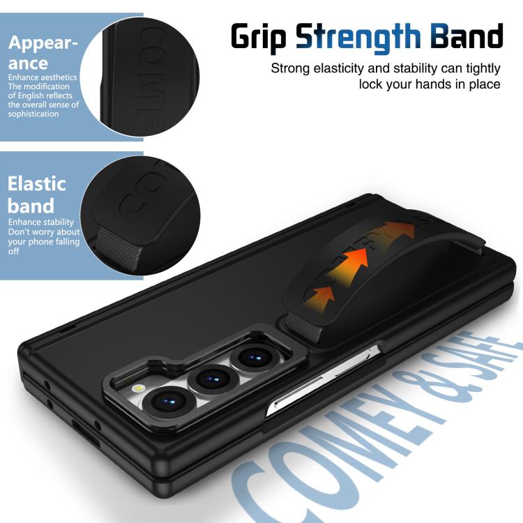 For Samsung Galaxy Z Fold6 Film Integrated Lens Frame Bracket Phone Case with Wristband