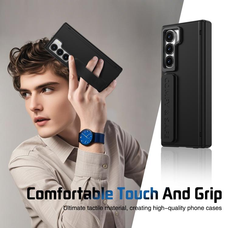 For Samsung Galaxy Z Fold6 Film Integrated Lens Frame Bracket Phone Case with Wristband