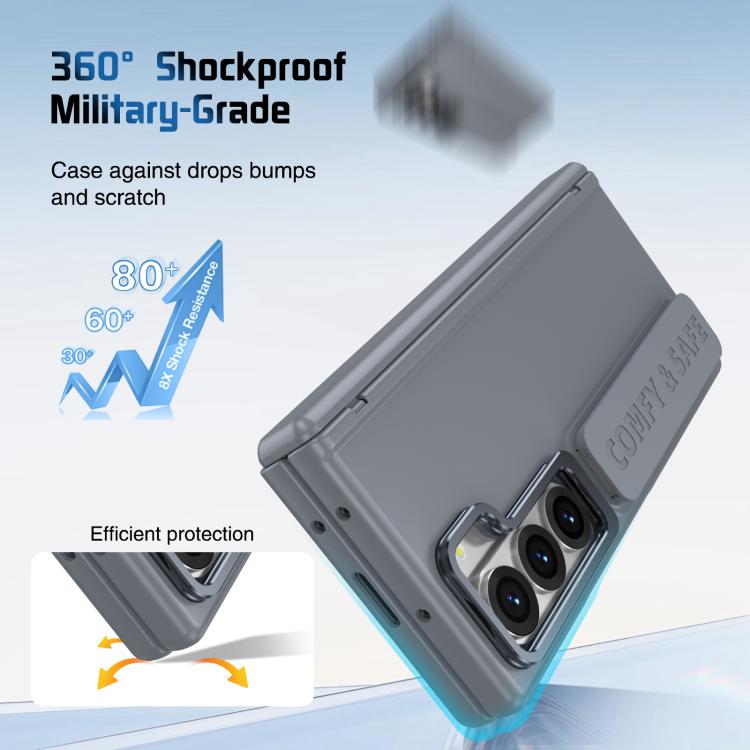 For Samsung Galaxy Z Fold6 Film Integrated Lens Frame Bracket Phone Case with Wristband