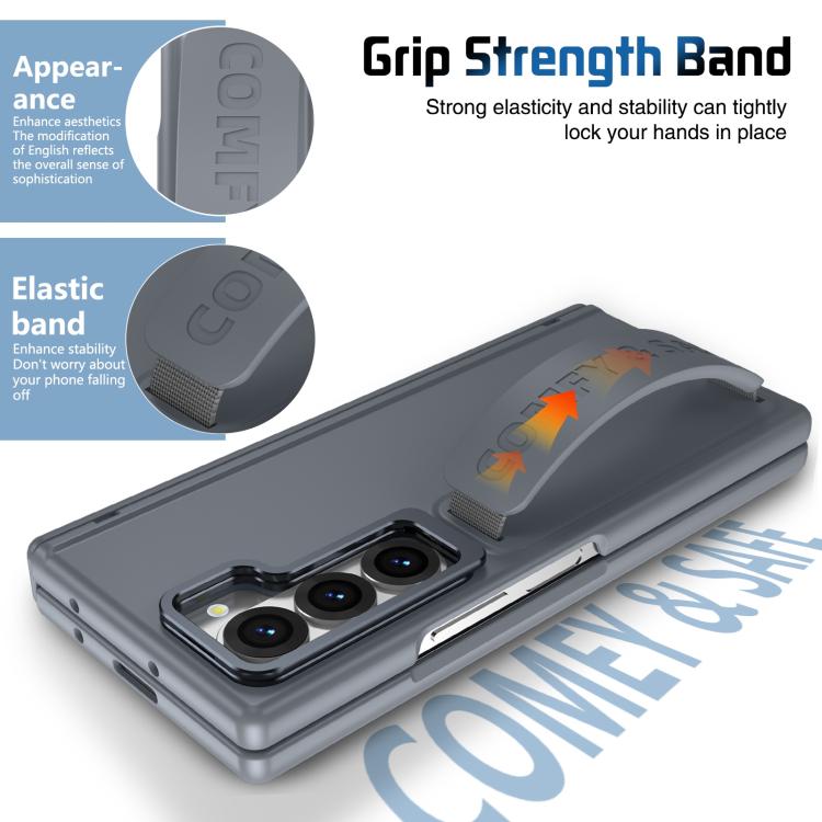 For Samsung Galaxy Z Fold6 Film Integrated Lens Frame Bracket Phone Case with Wristband
