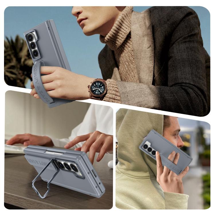 For Samsung Galaxy Z Fold6 Film Integrated Lens Frame Bracket Phone Case with Wristband