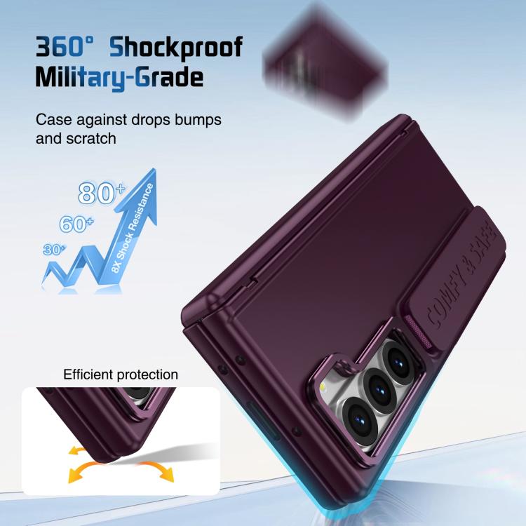 For Samsung Galaxy Z Fold6 Film Integrated Lens Frame Bracket Phone Case with Wristband