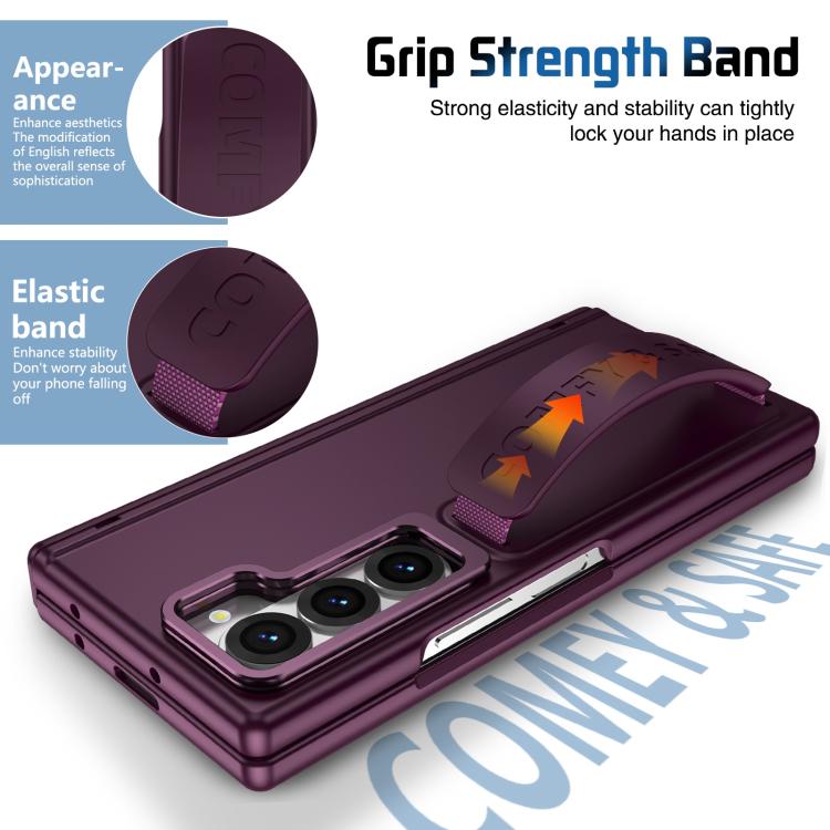 For Samsung Galaxy Z Fold6 Film Integrated Lens Frame Bracket Phone Case with Wristband