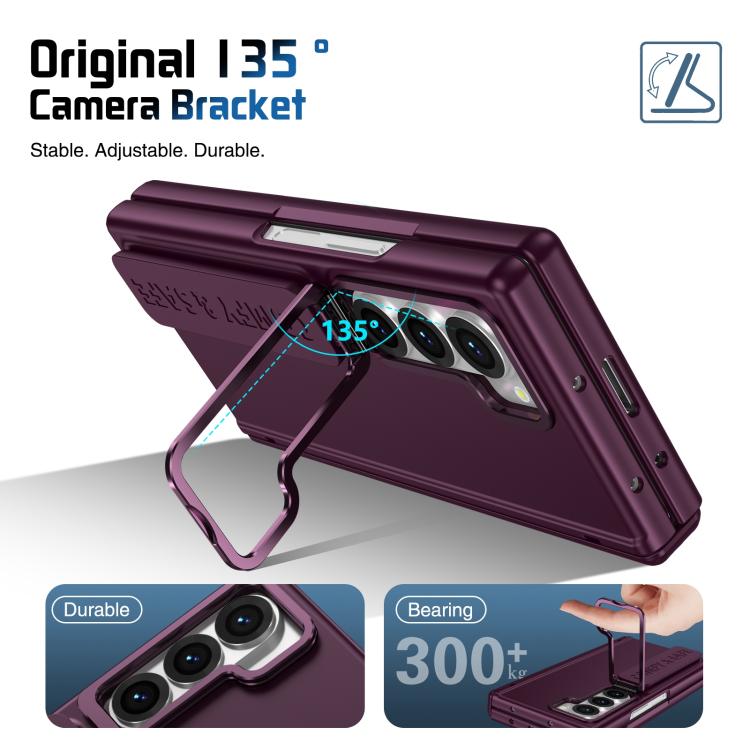 For Samsung Galaxy Z Fold6 Film Integrated Lens Frame Bracket Phone Case with Wristband