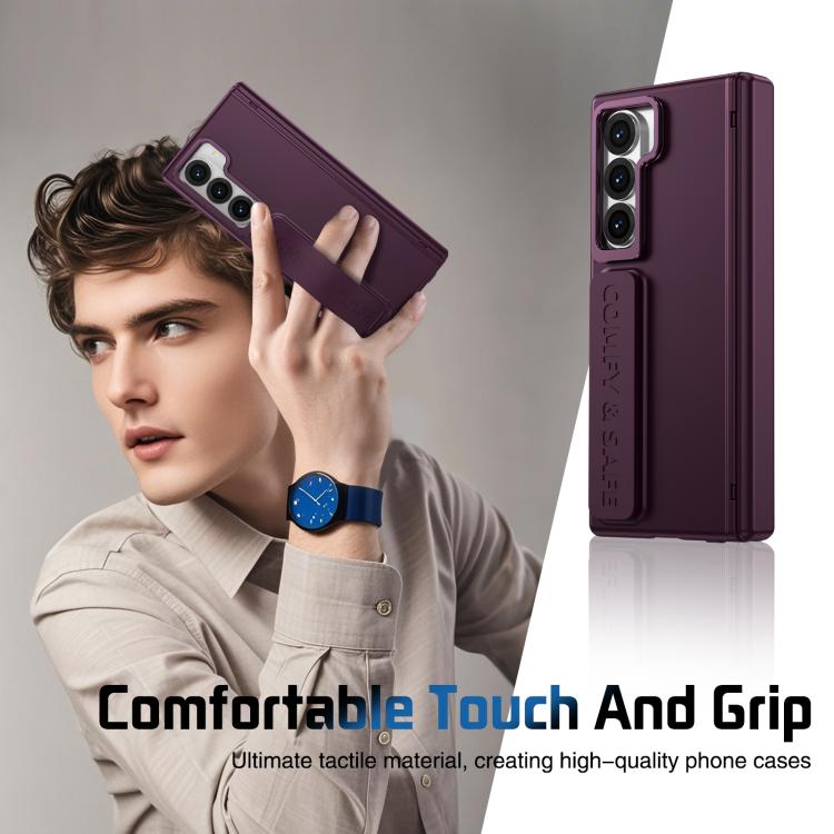 For Samsung Galaxy Z Fold6 Film Integrated Lens Frame Bracket Phone Case with Wristband