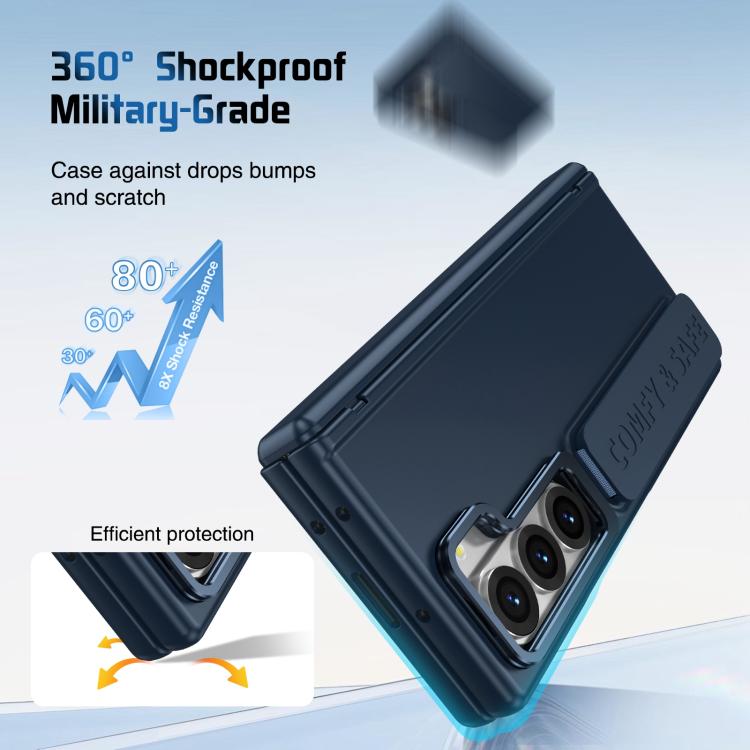 For Samsung Galaxy Z Fold6 Film Integrated Lens Frame Bracket Phone Case with Wristband