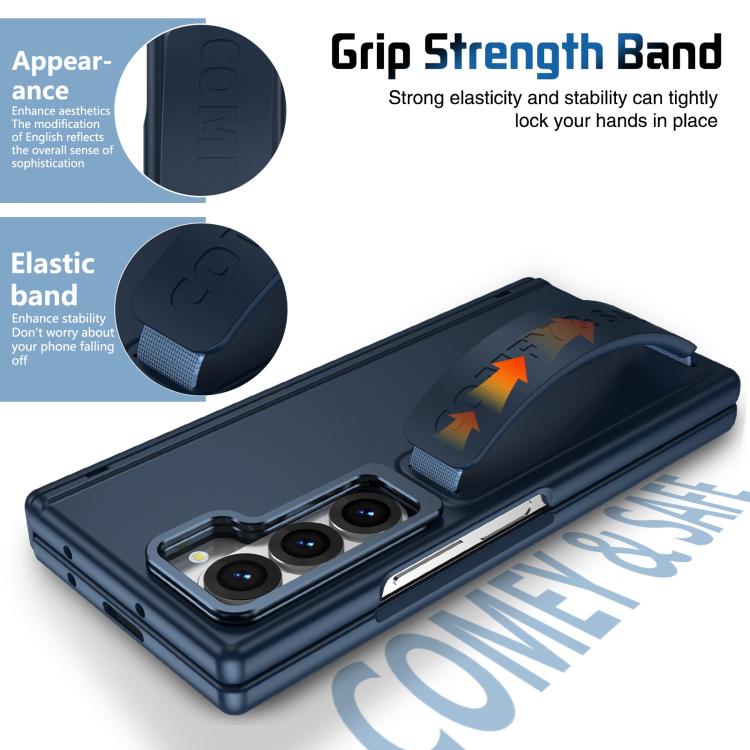 For Samsung Galaxy Z Fold6 Film Integrated Lens Frame Bracket Phone Case with Wristband