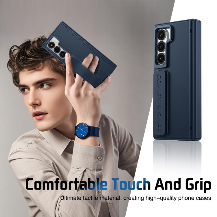 For Samsung Galaxy Z Fold6 Film Integrated Lens Frame Bracket Phone Case with Wristband