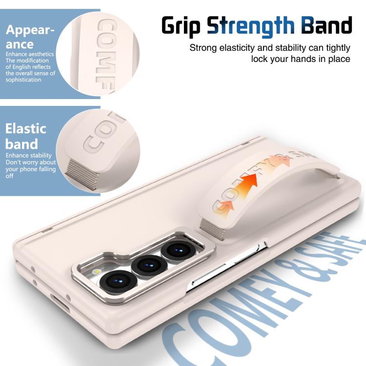 For Samsung Galaxy Z Fold6 Film Integrated Lens Frame Bracket Phone Case with Wristband